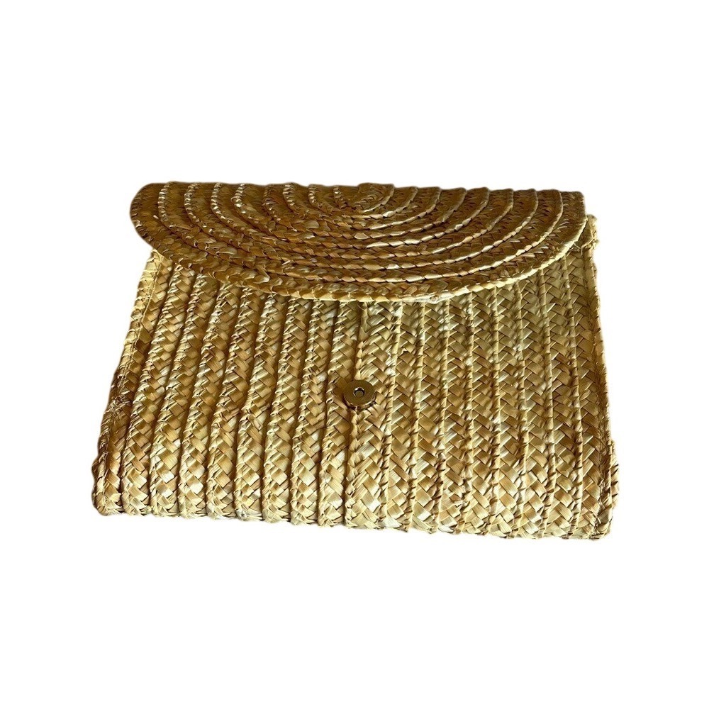 Woven Straw Envelope Clutch Bag Natural Tan Braided Summer Beach Casual Handbag